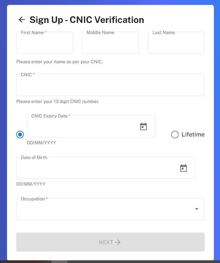 CNIC verification for ezfile